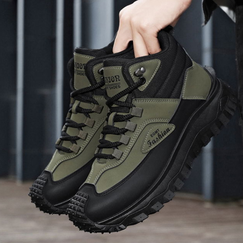 Sneaker Zone - Męskie czarno-białe buty trekkingowe do połowy
